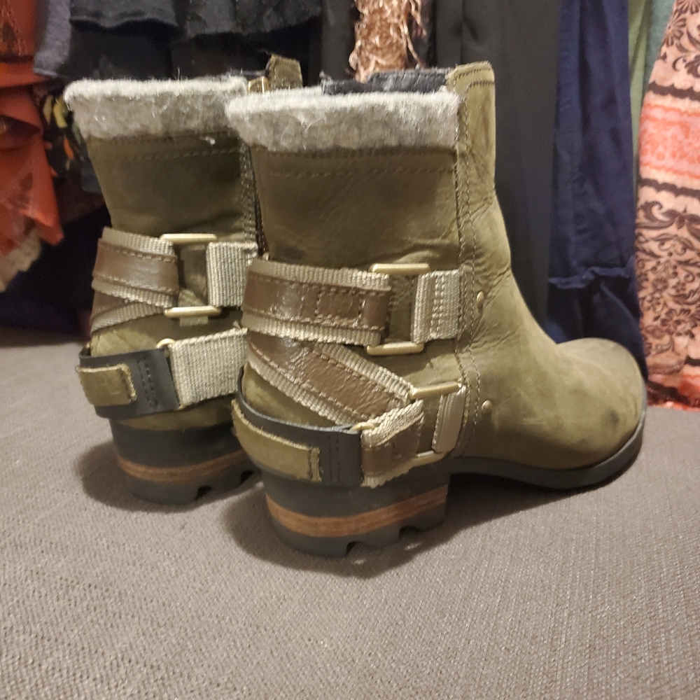 Olive Green Sorel Booties
